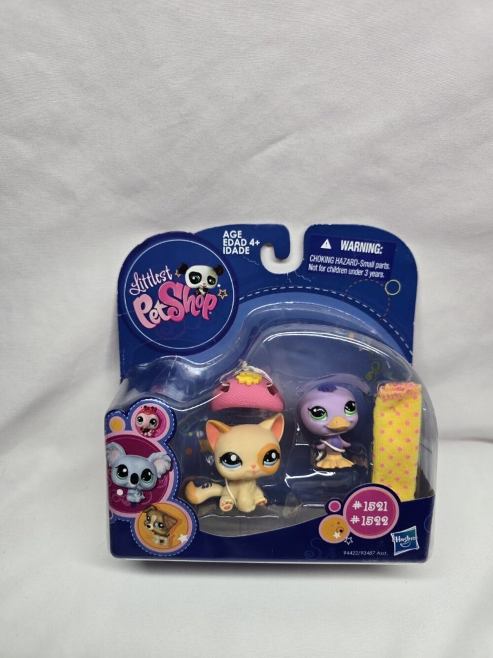 LITTLEST PET SHOP Collectible Pets 2009 Cat #1521 & Duck #1522 Hasbro NIP